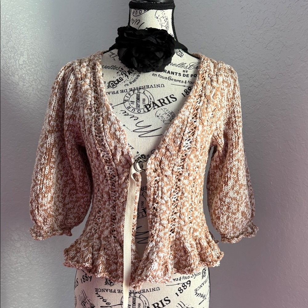 Free People Yesterday Cardigan Cream and Brown